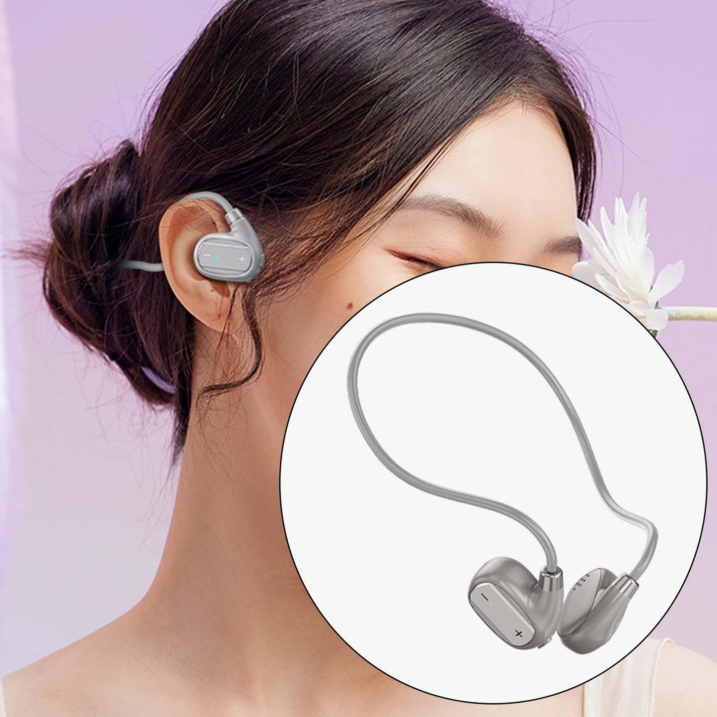 Open Ear Bluetooth Headphone Hands Free Headset for Gym Hiking Driving Gray