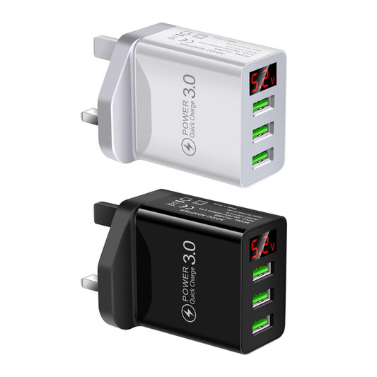 Fast Charger Portable 3USB Digital Display Fast Charging for Travel Charging Black