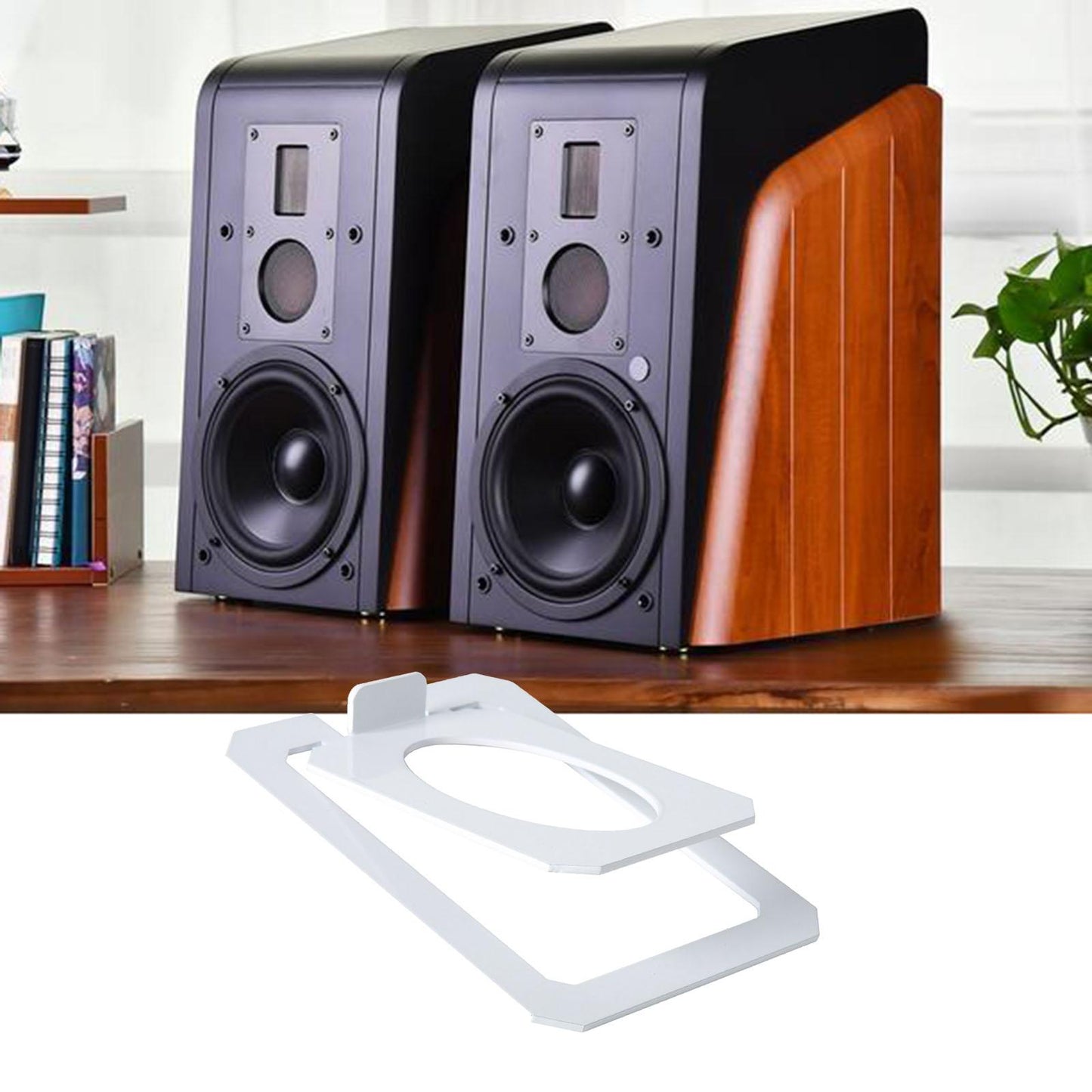 Desktop Speaker Stand Tilted External Riser for Bookshelf Computer Equipment white