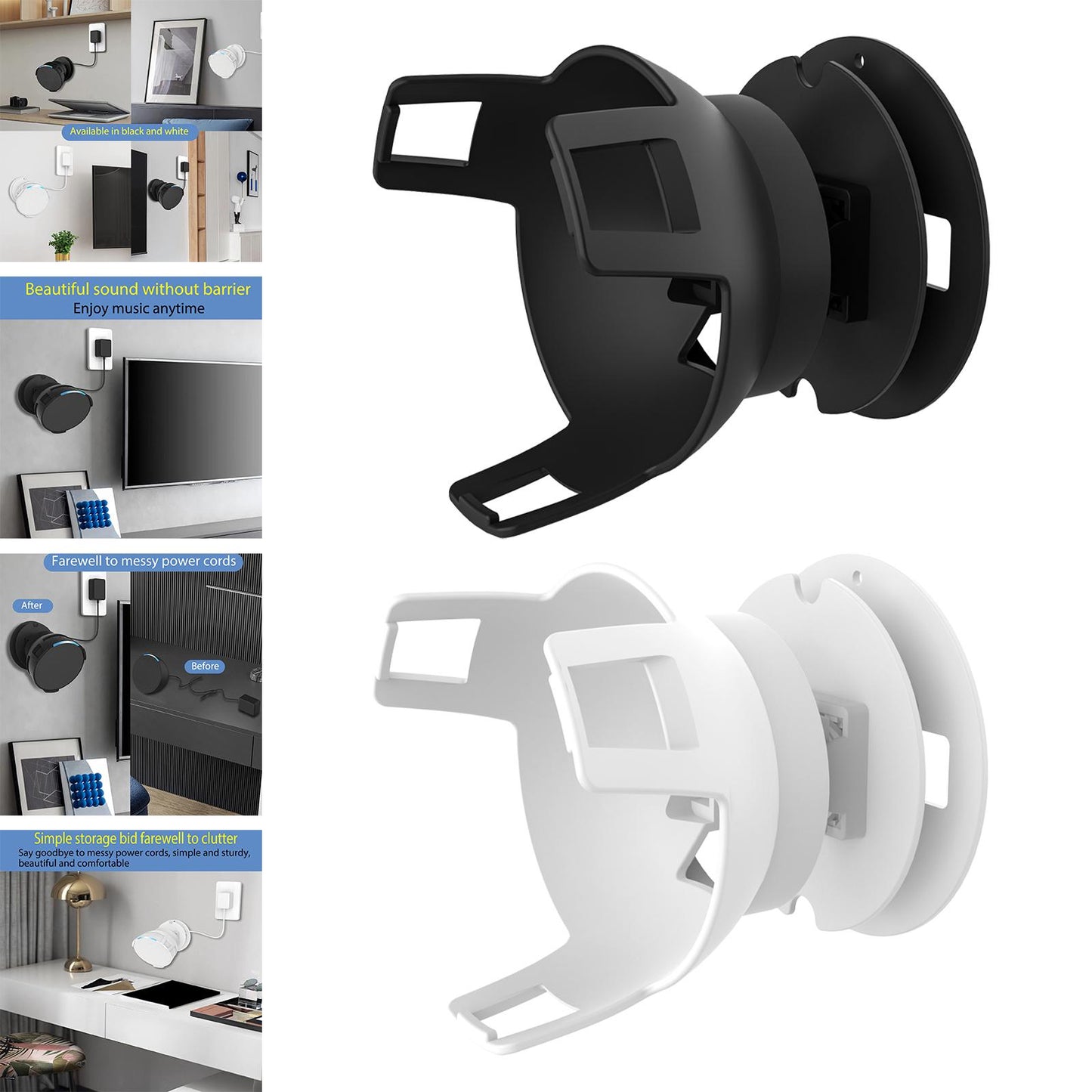 Smart Speaker Wall Mounted Holder Hanger Convenient Accessories for Bathroom Black