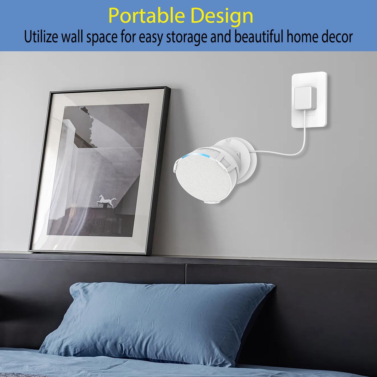 Smart Speaker Wall Mounted Holder Hanger Convenient Accessories for Bathroom White