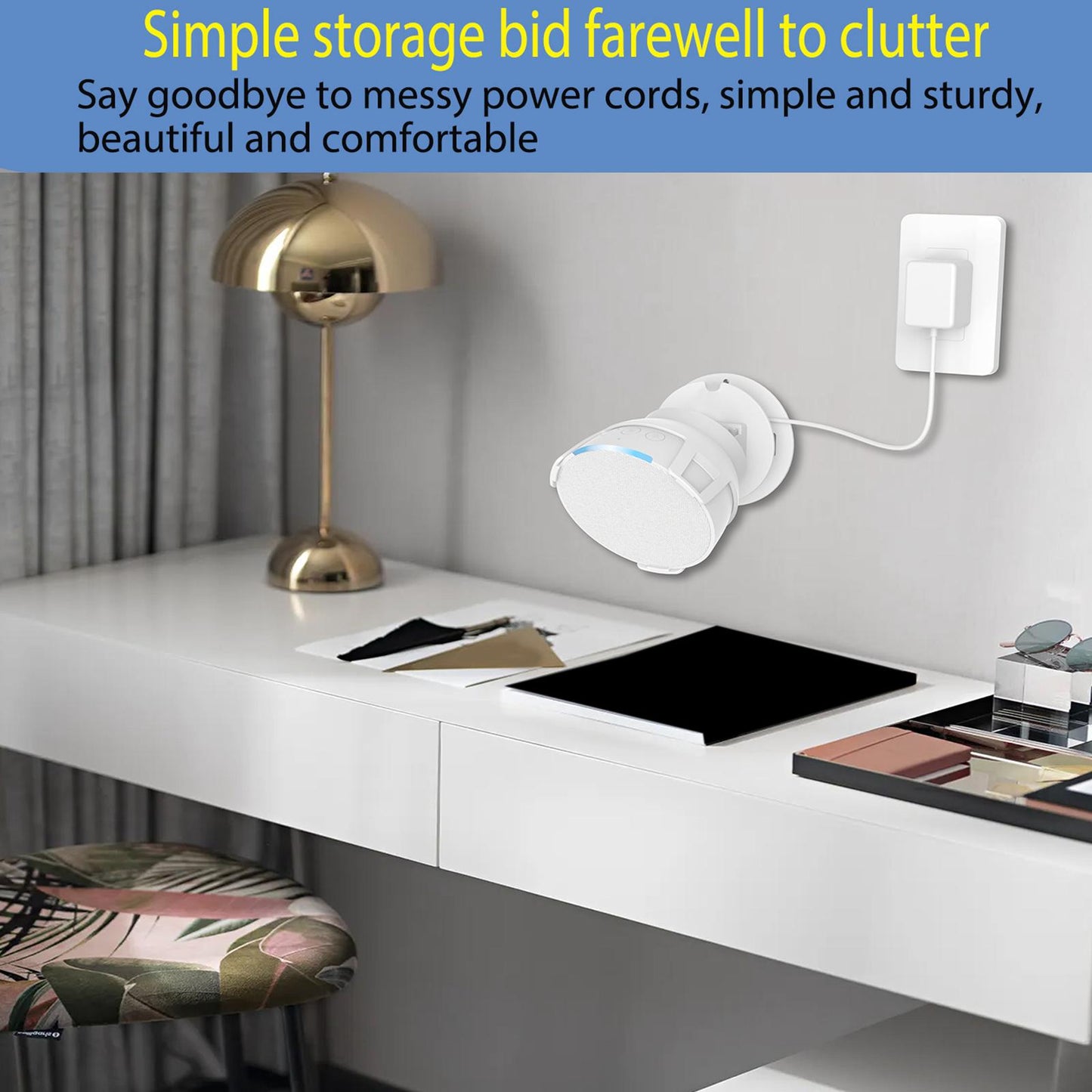 Smart Speaker Wall Mounted Holder Hanger Convenient Accessories for Bathroom White