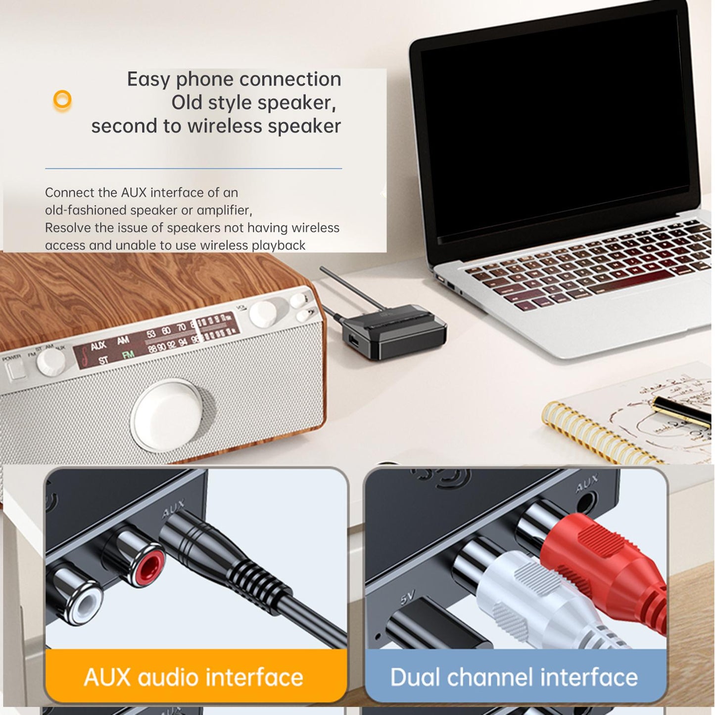 Bluetooth Transmitter Receiver HD HiFi Wireless Audio Adapter for Headphones