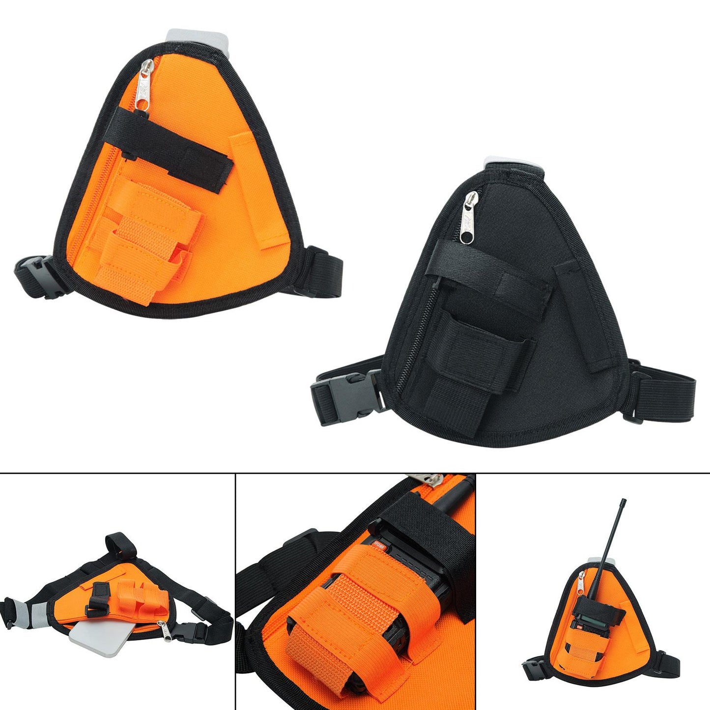 Two Way Radio Chest Pack Two Way Radio Pouch for Construction Sites Climbing Orange