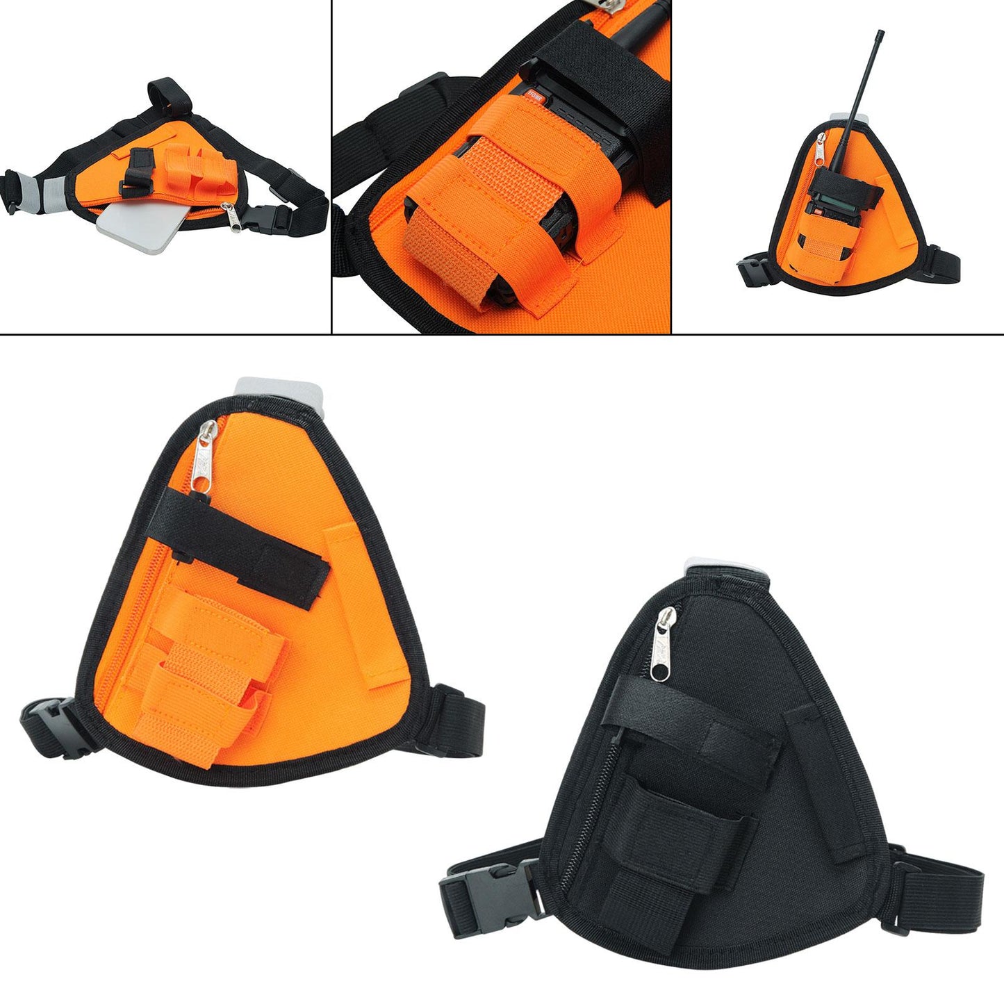 Two Way Radio Chest Pack Two Way Radio Pouch for Construction Sites Climbing Orange