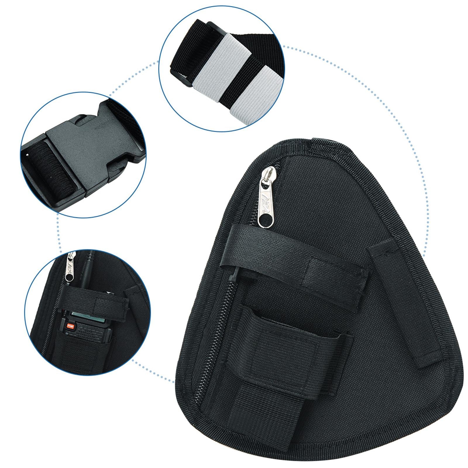 Two Way Radio Chest Pack Two Way Radio Pouch for Construction Sites Climbing Black