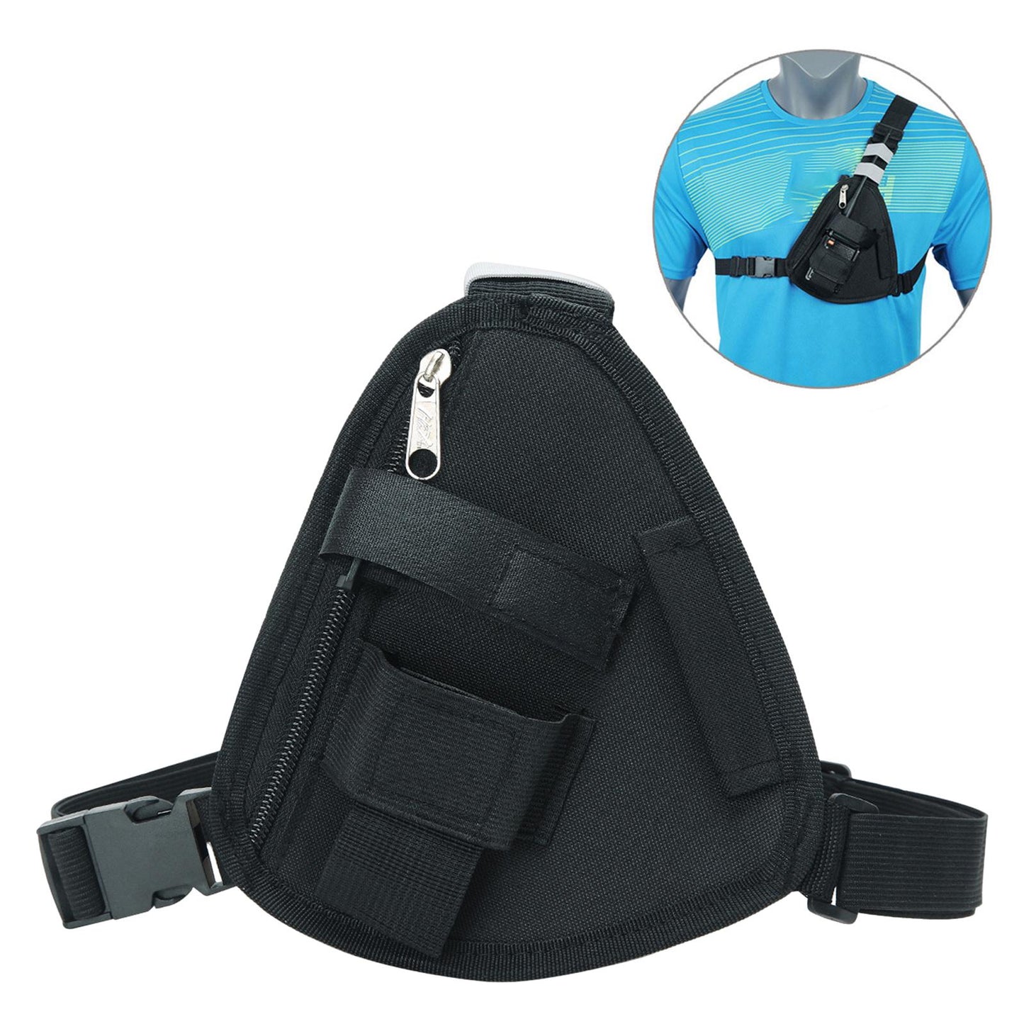 Two Way Radio Chest Pack Two Way Radio Pouch for Construction Sites Climbing Black