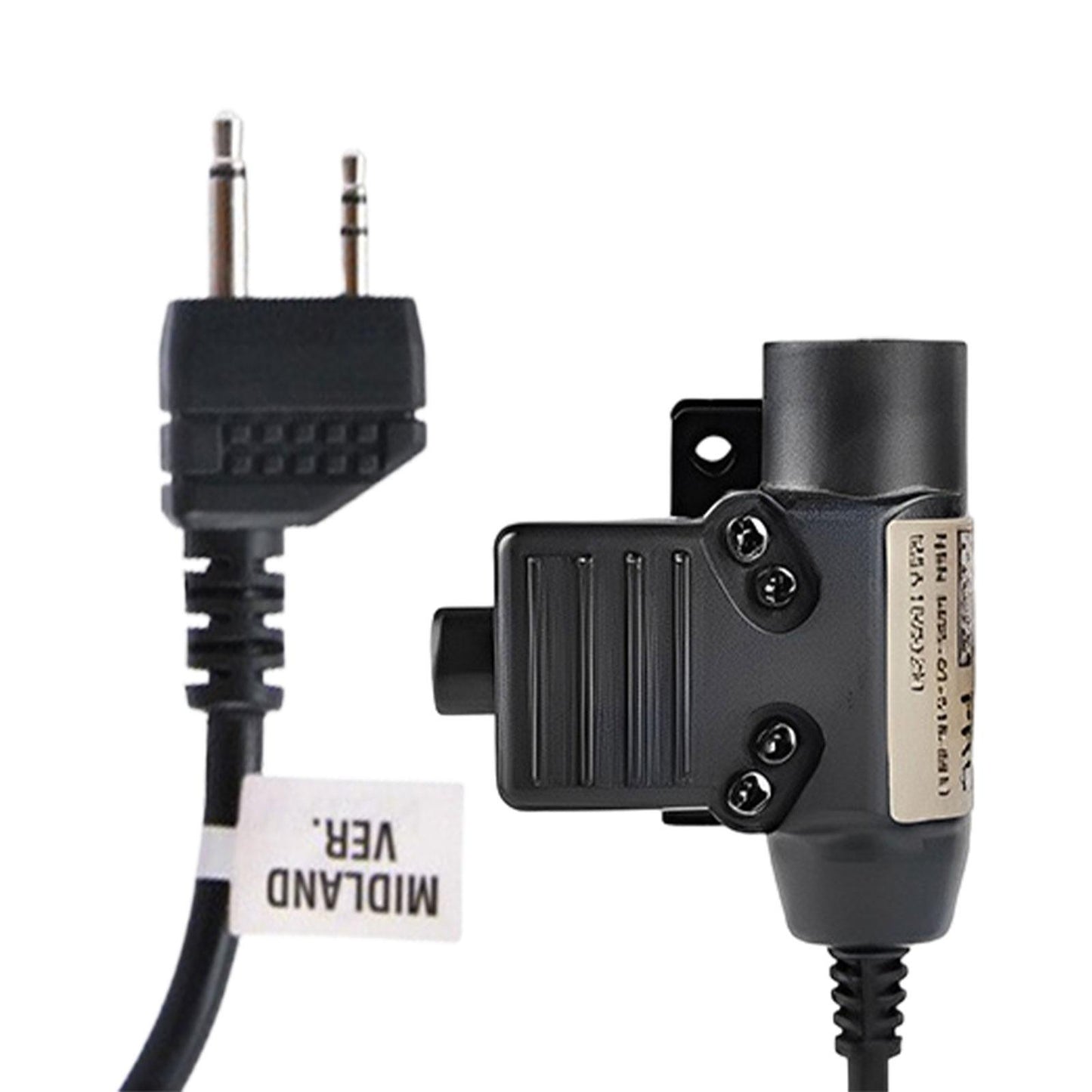 U94 PTT Adapter 2 Pin Headset Cable Connector with Clip for Midland Radio