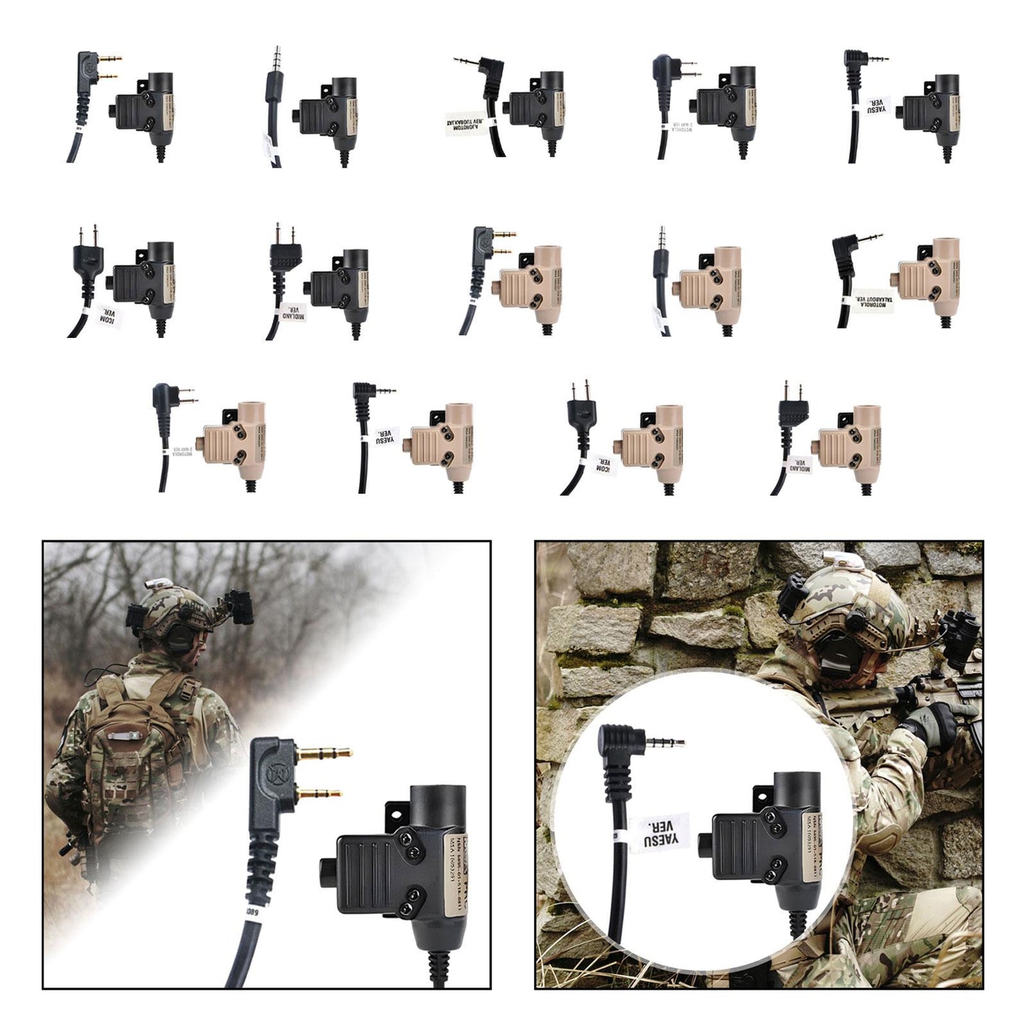 U94 PTT Headset Adapter High Performance Parts for Kenwood Interface Black