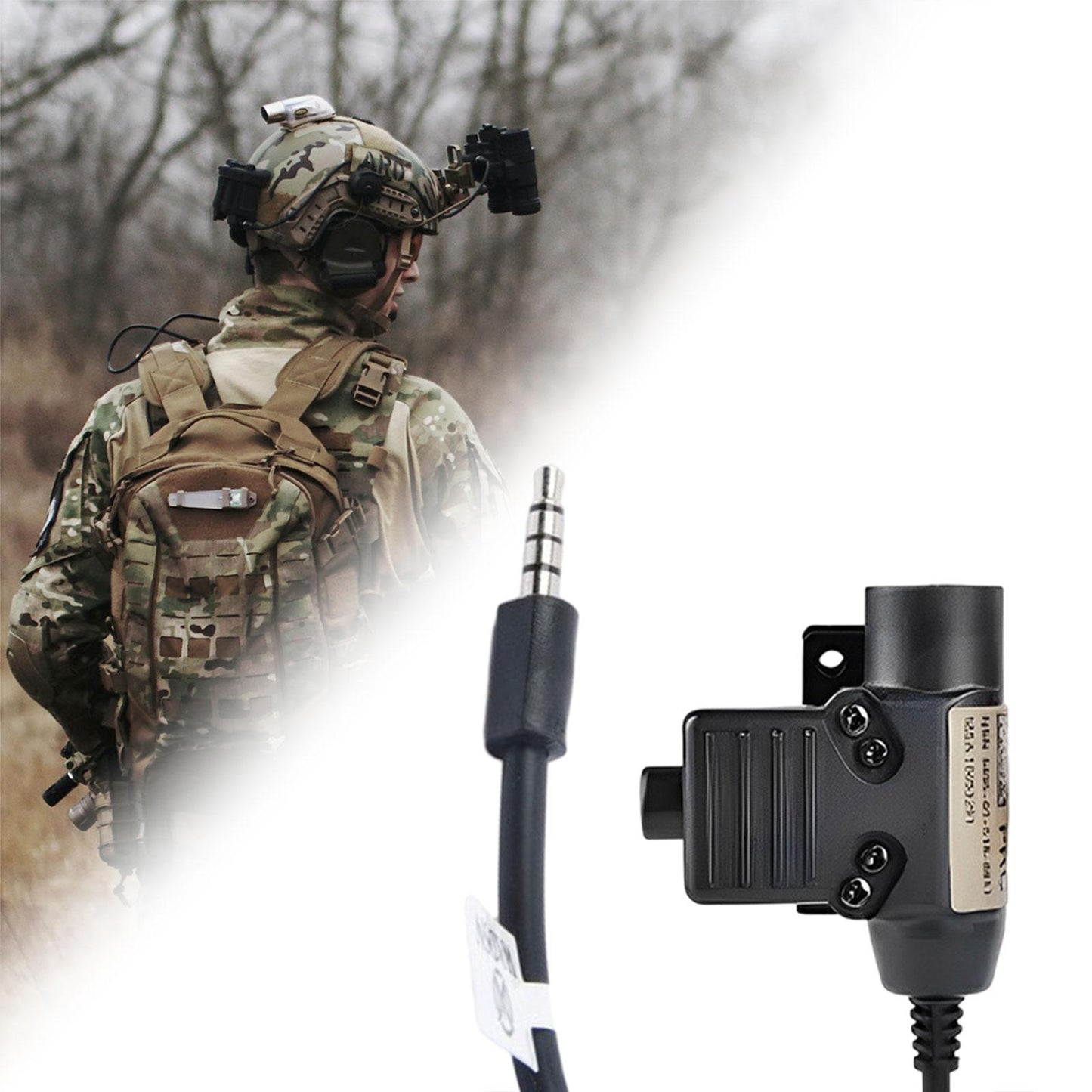 U94 PTT Headset Adapter Durable Replaces for PH 3.5mm Mobile Phone Interface Black