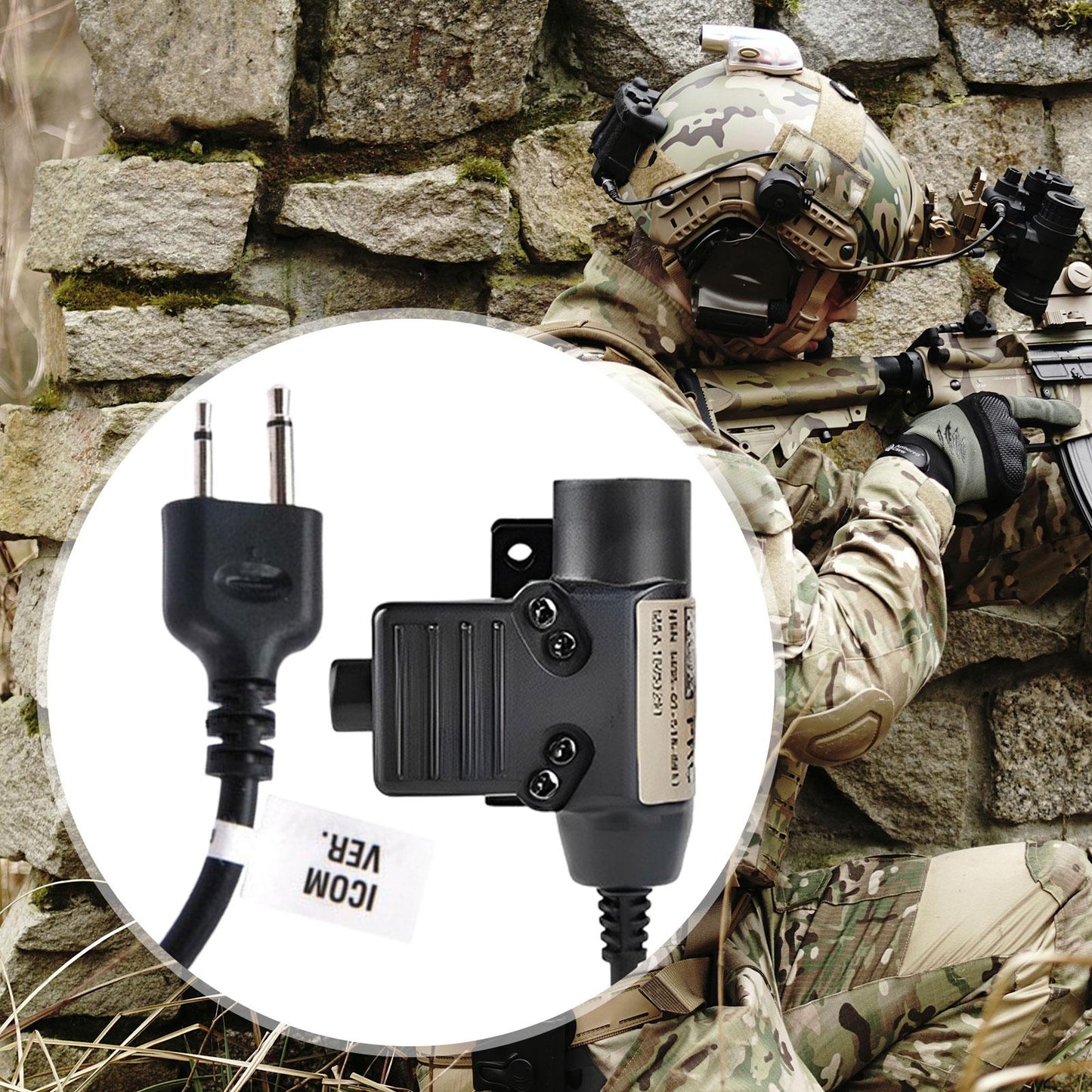 U94 PTT Adapter Durable High Performance Parts for Icom Double Plug Black