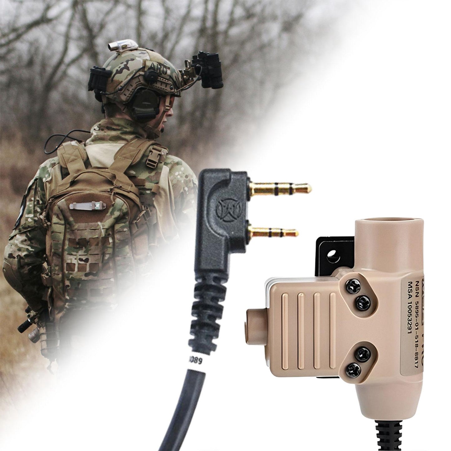 U94 PTT Headset Adapter High Performance Parts for Kenwood Interface Khaki