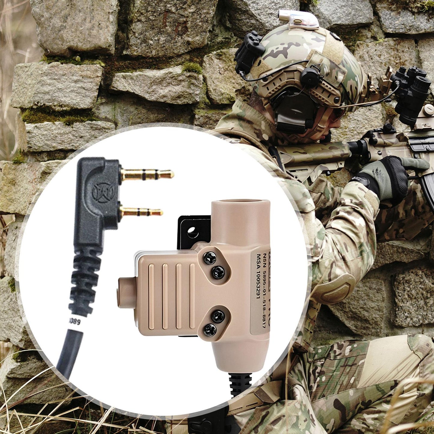 U94 PTT Headset Adapter High Performance Parts for Kenwood Interface Khaki