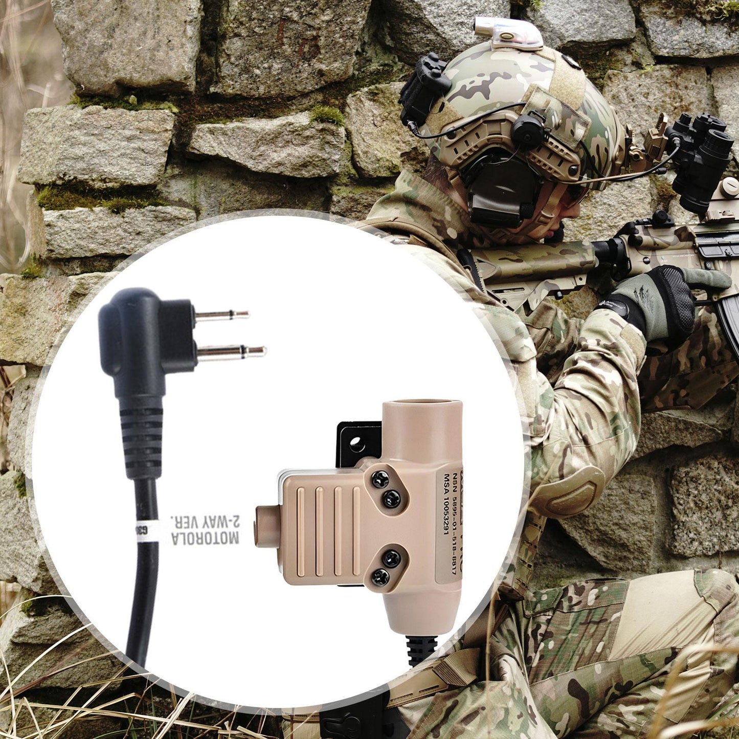 U94 PTT Adapter High Performance Parts for Motorola M2 Khaki