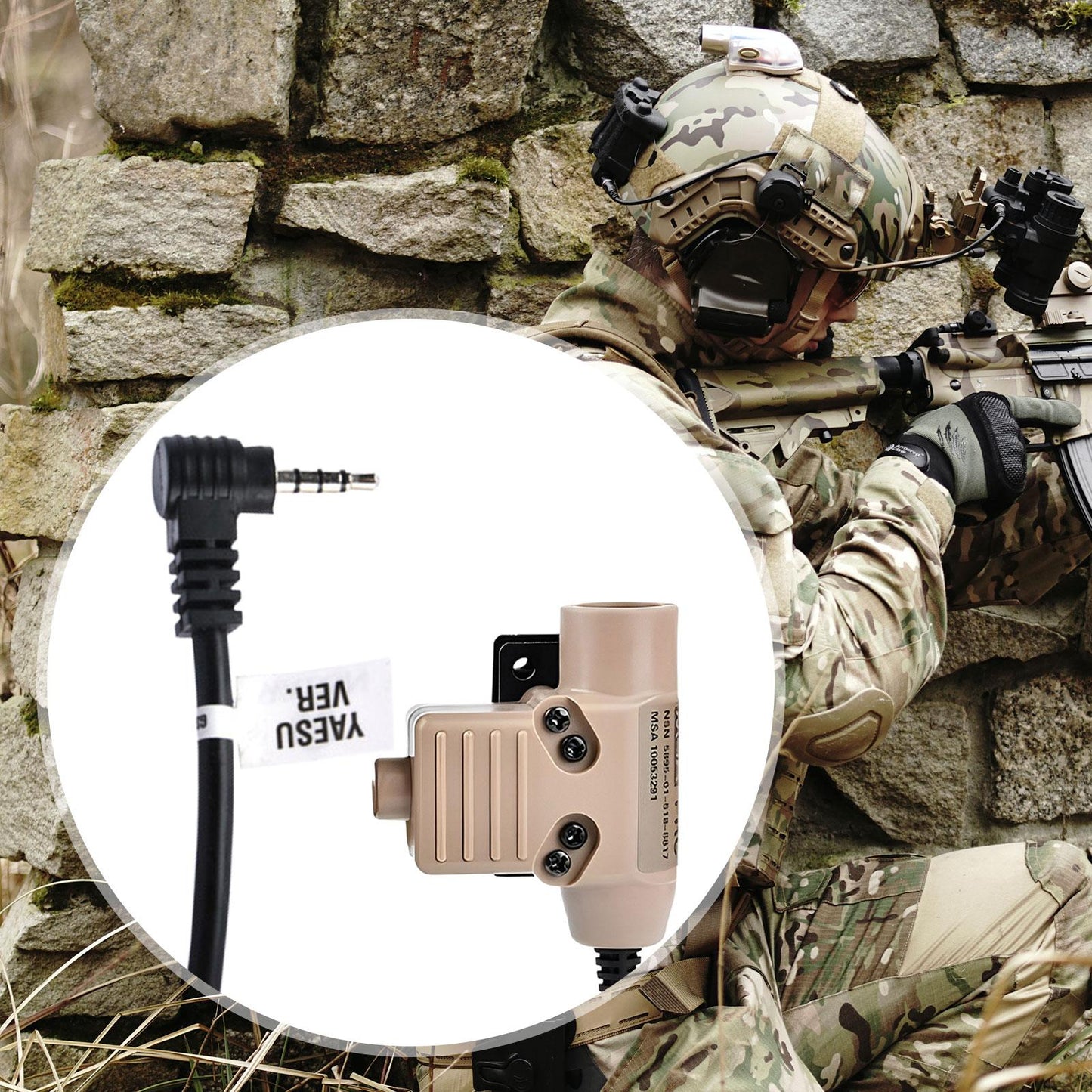 U94 PTT Adapter High Performance Parts for Yaesu Single Plug Khaki