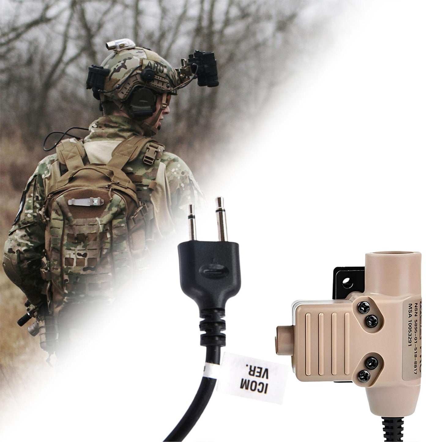 U94 PTT Adapter Durable High Performance Parts for Icom Double Plug Khaki