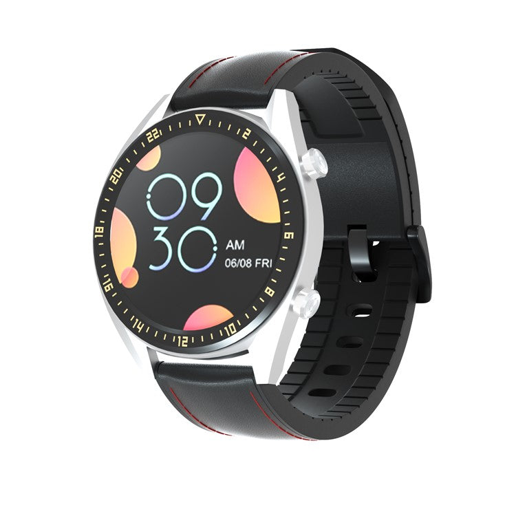 22mm Genuine Leather Coated Silicone Watch Band Black Buckle for Huawei Watch GT - Black