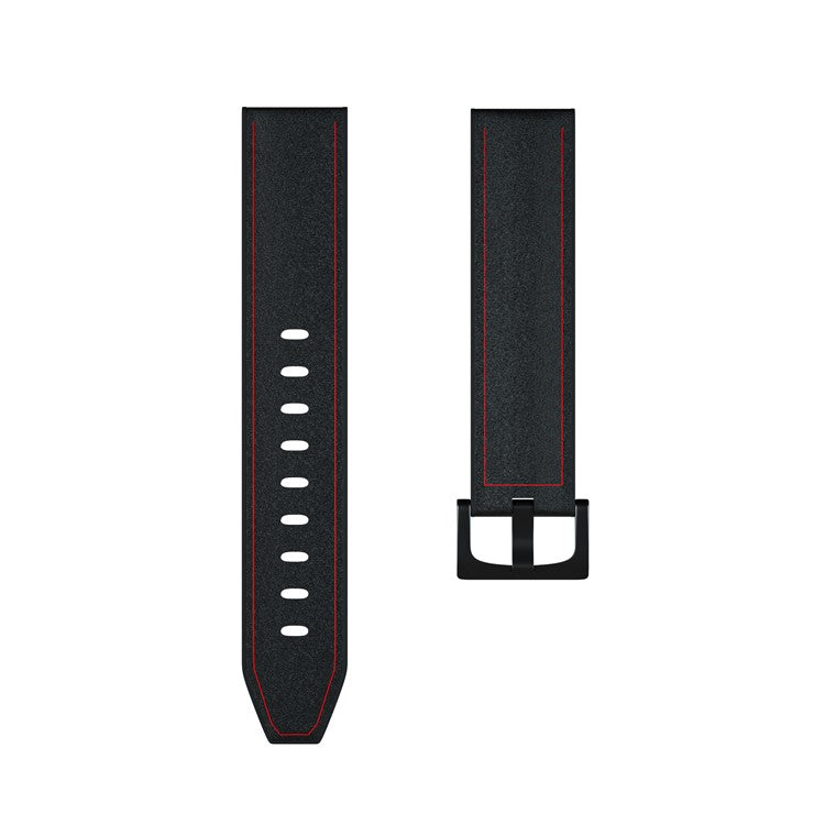 22mm Genuine Leather Coated Silicone Watch Band Black Buckle for Huawei Watch GT - Black