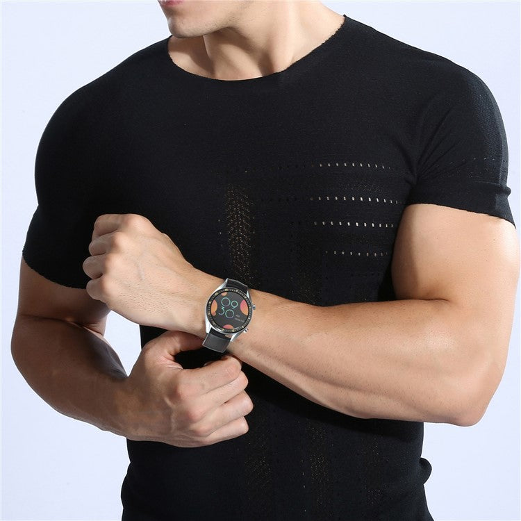 22mm Genuine Leather Coated Silicone Watch Band Black Buckle for Huawei Watch GT - Black