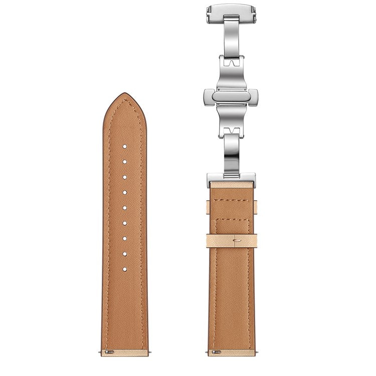 22mm Genuine Leather Watch Strap Replacement for Samsung Gear S3 Classic / Gear S3 Frontier - Silver/Beige