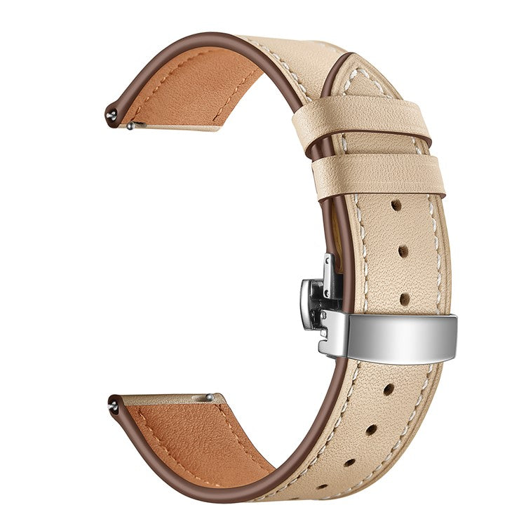 22mm Genuine Leather Watch Strap Replacement for Samsung Gear S3 Classic / Gear S3 Frontier - Silver/Beige