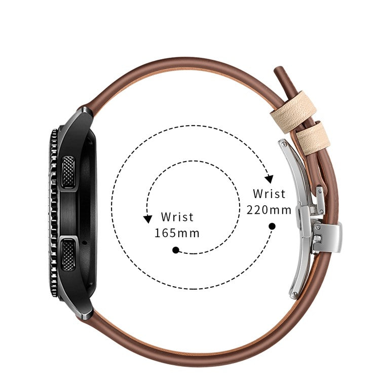 22mm Genuine Leather Watch Strap Replacement for Samsung Gear S3 Classic / Gear S3 Frontier - Silver/Beige