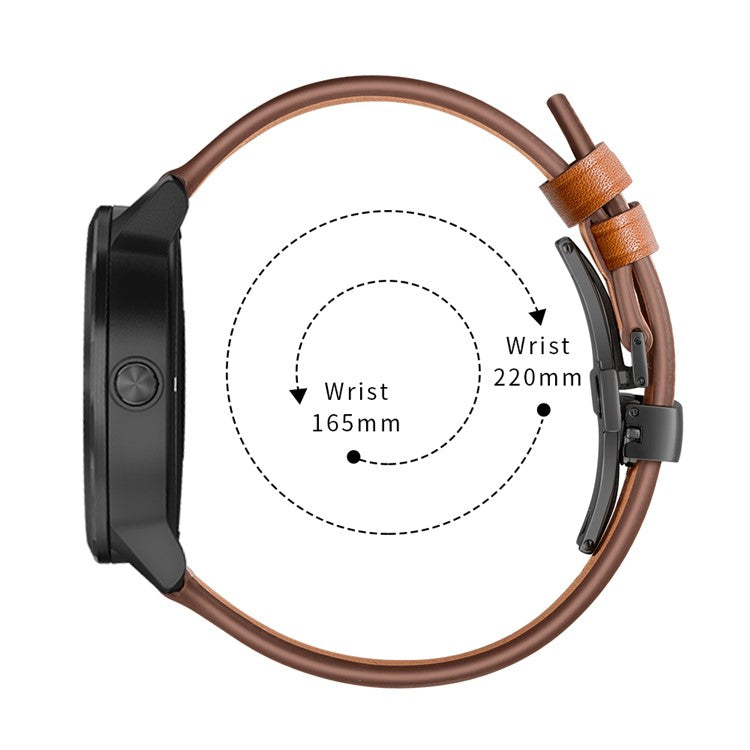 20mm Top-layer Cowhide Leather Genuine Leather Watch Strap Replacement for Garmin Vivoactive 3 / Vivomove HR - Black+Brown