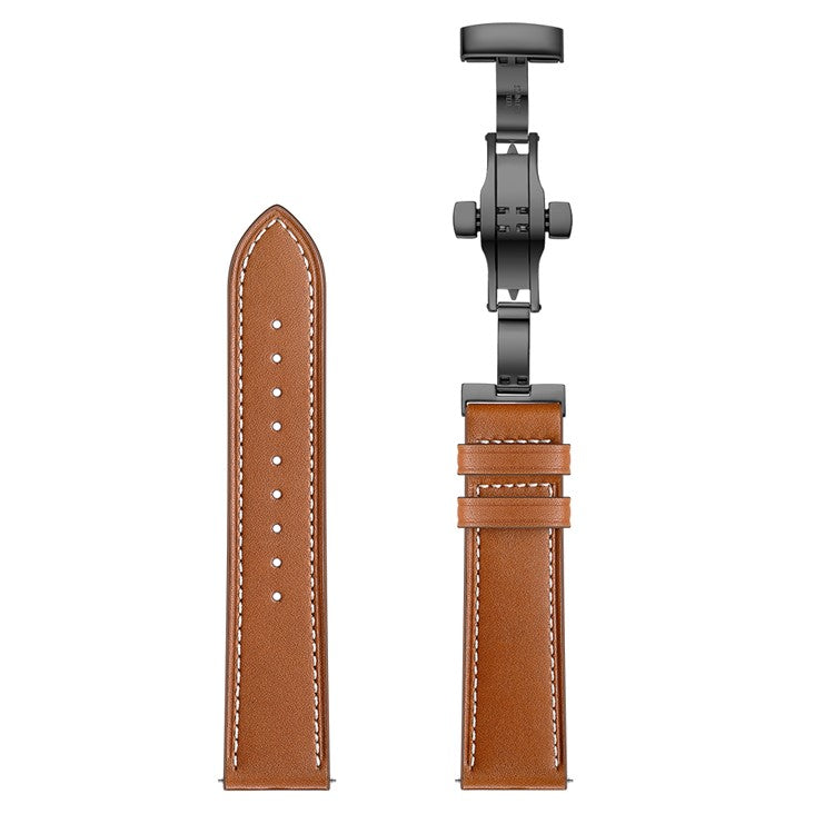 20mm Top-layer Cowhide Leather Genuine Leather Watch Strap Replacement for Garmin Vivoactive 3 / Vivomove HR - Black+Brown