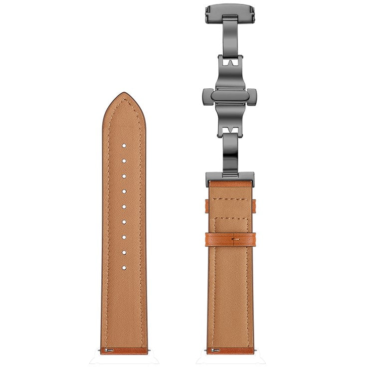 20mm Top-layer Cowhide Leather Genuine Leather Watch Strap Replacement for Garmin Vivoactive 3 / Vivomove HR - Black+Brown