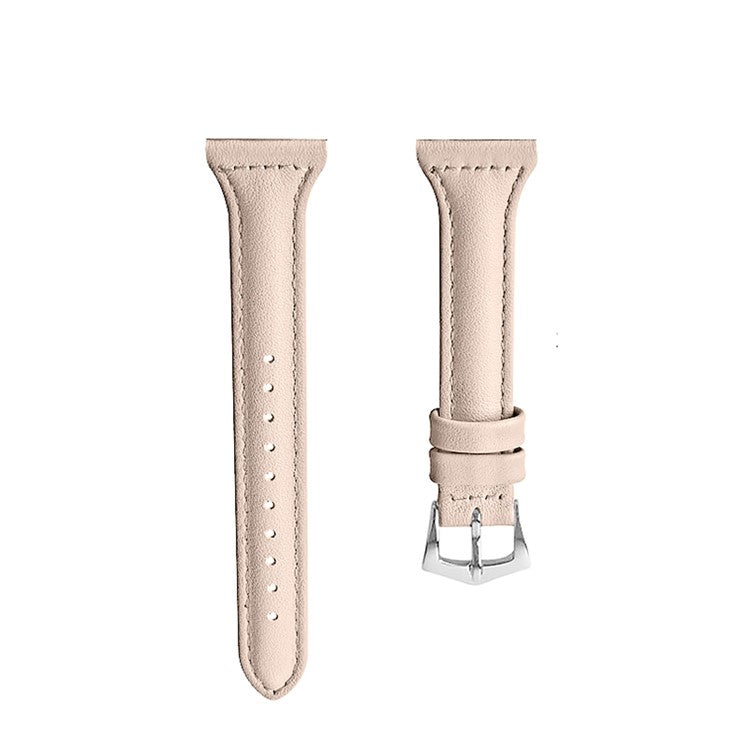 For Xiaomi Mi Watch Armband 18mm Genuine Leather Watch Strap - Apricot