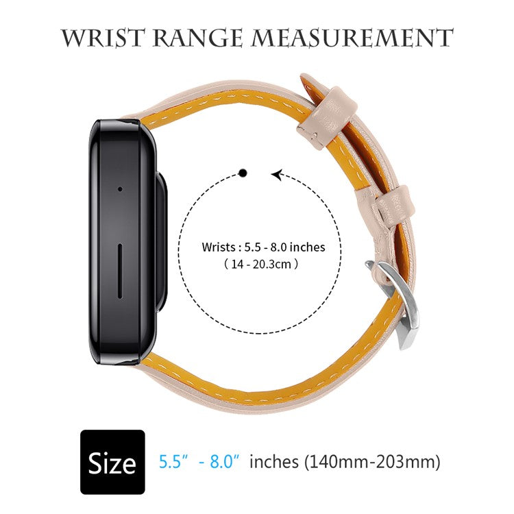 For Xiaomi Mi Watch Armband 18mm Genuine Leather Watch Strap - Apricot