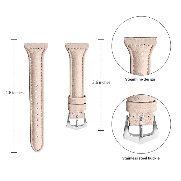 For Xiaomi Mi Watch Armband 18mm Genuine Leather Watch Strap - Apricot