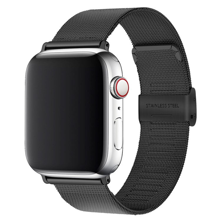 Milanese Stainless Steel Watch Strap for Apple Watch Series 10 46mm / Ultra 2 Ultra 49mm / 9 8 7 45mm / SE (2023) SE (2022) SE 6 5 4 44mm / 3 2 1 42mm - Black