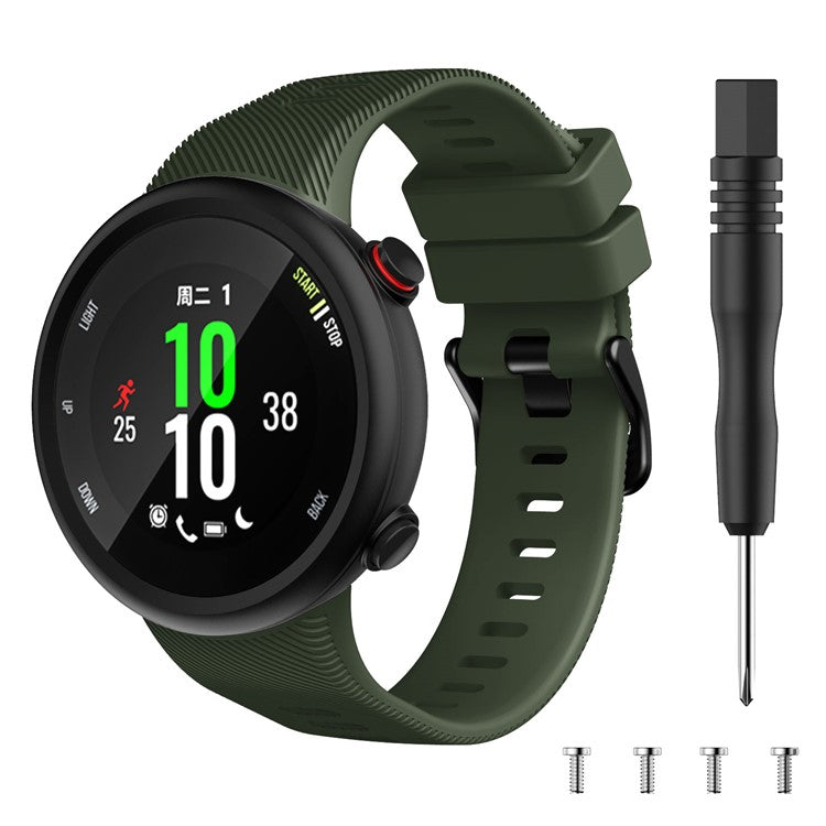 Silicone Watch Band Strap Black Buckle for Garmin Forerunner 45 - Army Green