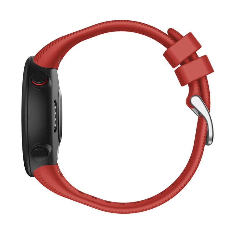 Silicone Watch Band Silver Buckle for Garmin Forerunner 45S - Red