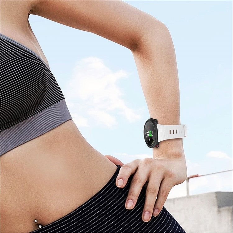 Silicone Wrist Strap with Black Buckle for Garmin Forerunner 45S - White