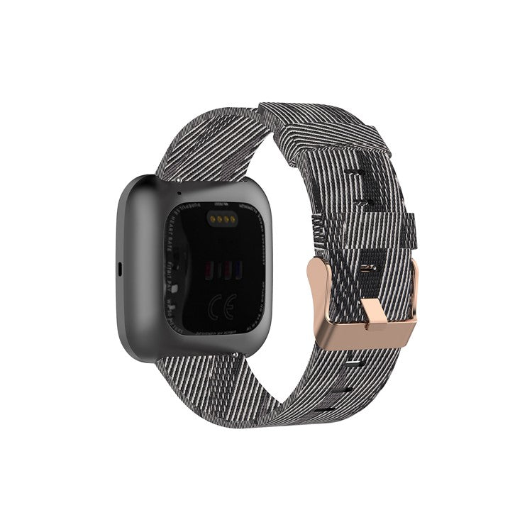 Nylon Braided Watch Band for Fitbit Versa 2/Versa Lite/Versa Blaze, Adjustable Wrist Strap Replacement - Black Stripe