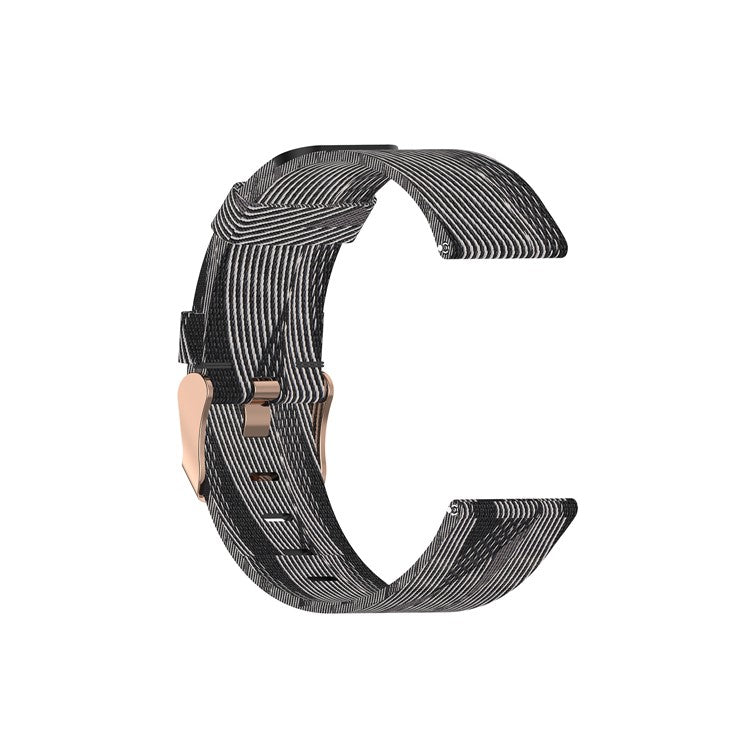 Nylon Braided Watch Band for Fitbit Versa 2/Versa Lite/Versa Blaze, Adjustable Wrist Strap Replacement - Black Stripe
