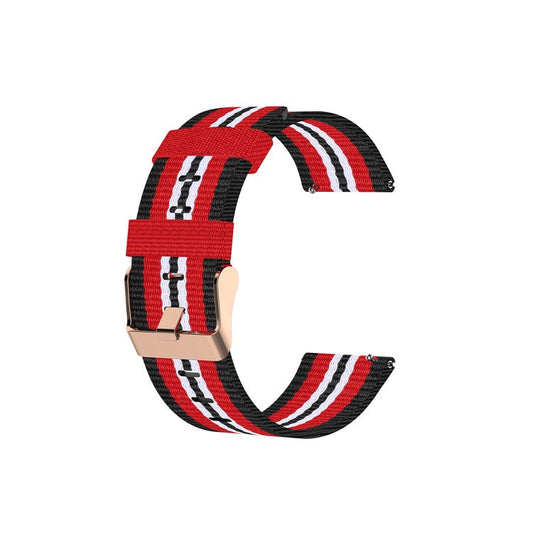 Nylon Braided Watch Band for Fitbit Versa 2/Versa Lite/Versa Blaze, Adjustable Wrist Strap Replacement - Black/Red