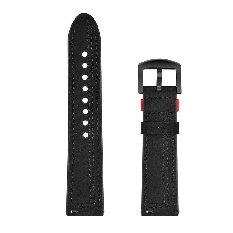 22mm Genuine Leather Coated Smart Watch Replacement Strap for Huami Watch Moto 360 / Samsung Gear S3 Frontier / S3 Classic - Black