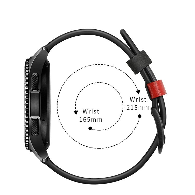 22mm Genuine Leather Coated Smart Watch Replacement Strap for Huami Watch Moto 360 / Samsung Gear S3 Frontier / S3 Classic - Black