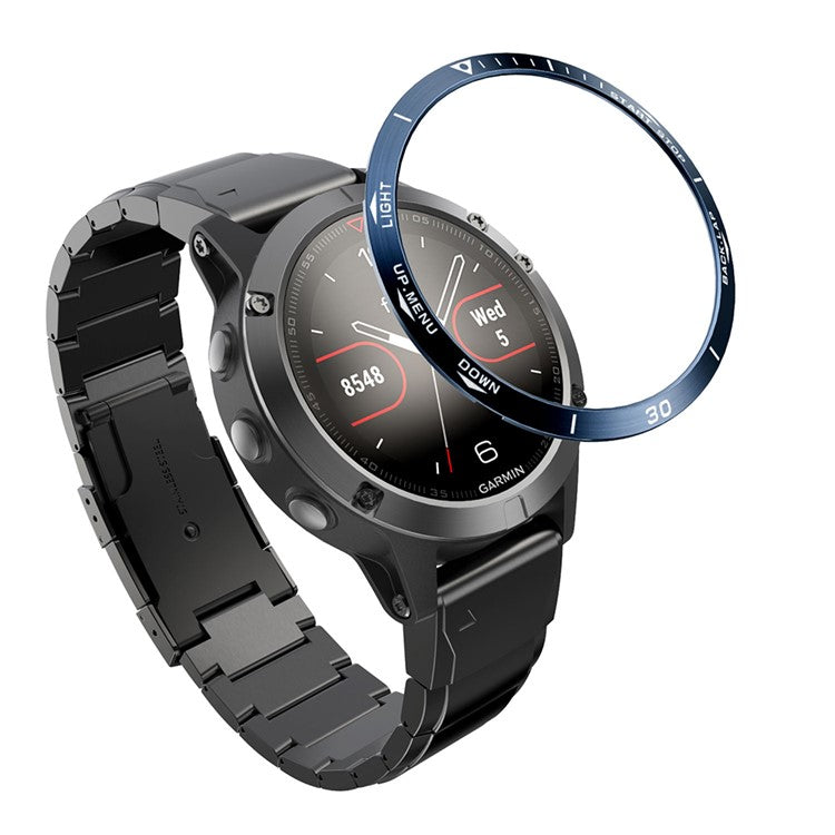 Stainless Steel Watch Bezel (Type A) Replacement for Garmin Fenix 5 - Blue/White