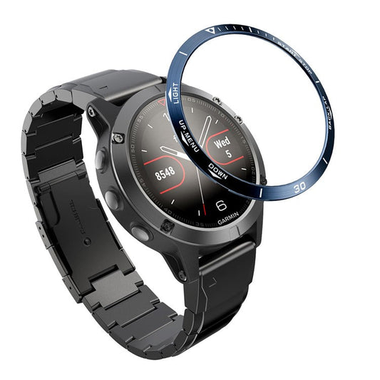 Stainless Steel Watch Bezel (Type A) Replacement for Garmin Fenix 5 - Blue/White