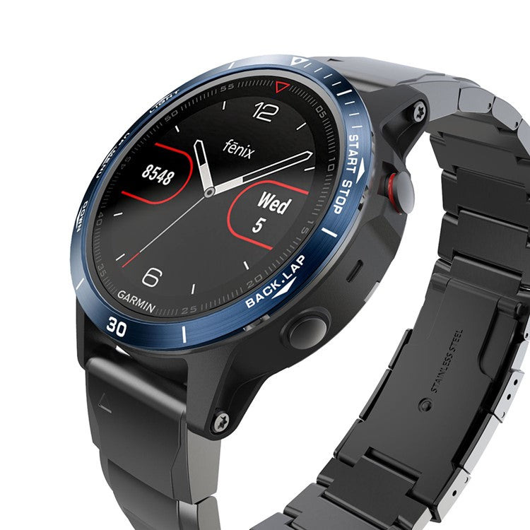 Stainless Steel Watch Bezel (Type A) Replacement for Garmin Fenix 5 - Blue/White