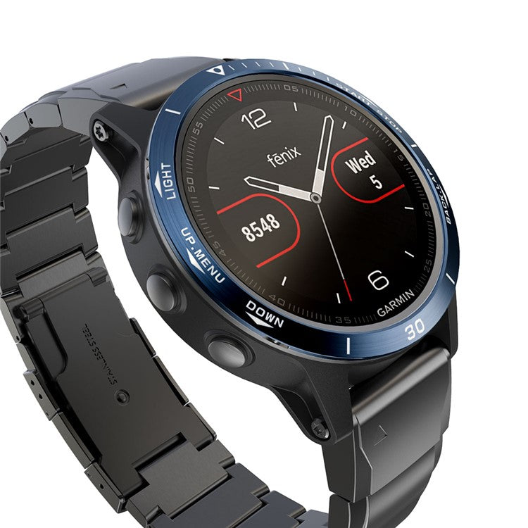 Stainless Steel Watch Bezel (Type A) Replacement for Garmin Fenix 5 - Blue/White