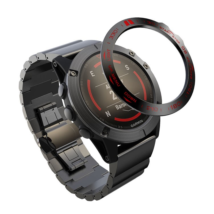 Stainless Steel Watch Bezel (Type B) for Garmin Fenix 5X/5x Plus - Black/Red