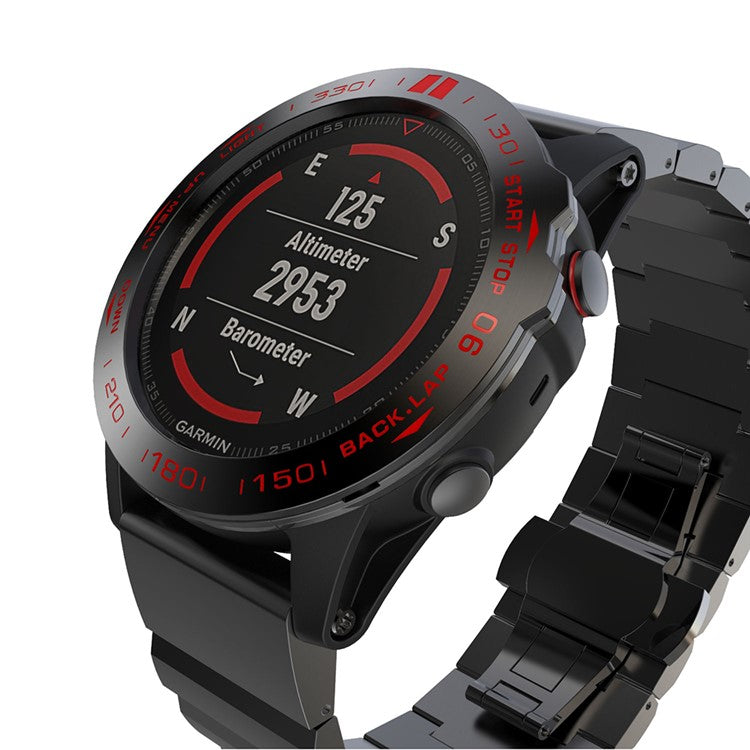 Stainless Steel Watch Bezel (Type B) for Garmin Fenix 5X/5x Plus - Black/Red