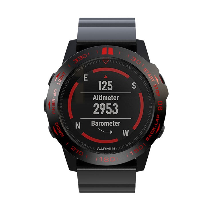 Stainless Steel Watch Bezel (Type B) for Garmin Fenix 5X/5x Plus - Black/Red