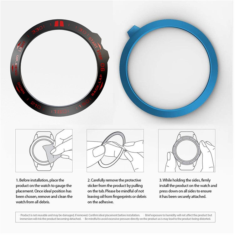 Stainless Steel Watch Bezel (Type B) for Garmin Fenix 5X/5x Plus - Black/Red