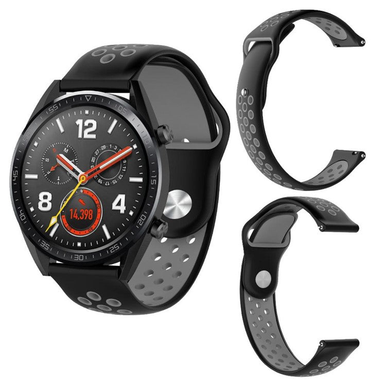 20mm Two-color Silicone Wrist Strap for Garmin Venu/Polar Pacer Pro - Black / Light Grey